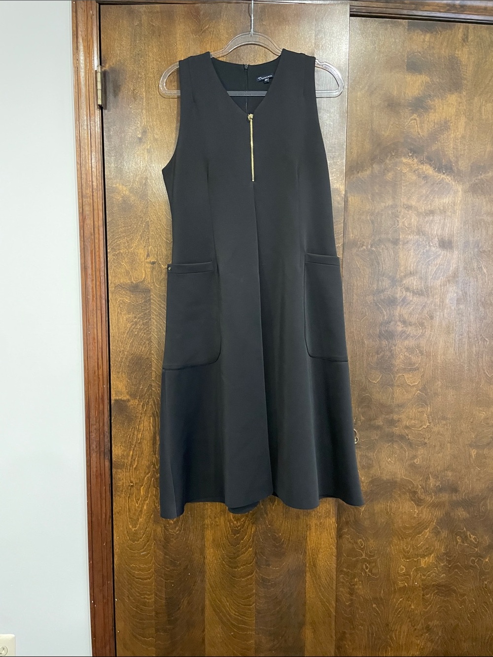 Ermanno Scervino Black Sleeveless Midi Dress with Gold Zip